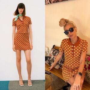 Zara Geometric Print 70s 2 Pieces Set Haper Holiday Vacation Spring Summer